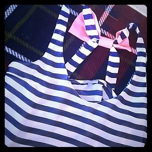 Navy & white w/ pink bow tank top